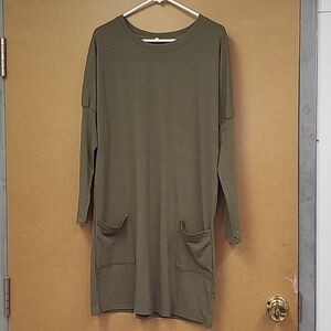 Unbranded Size M Olive Green Longsleeve Midi T-Shirt Dress